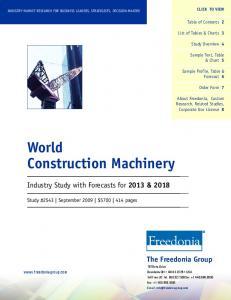 World Construction Machinery - The Freedonia Group