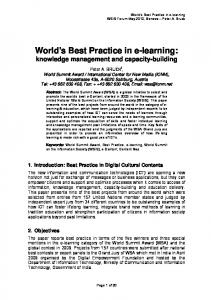 World's Best Practice in e-learning: