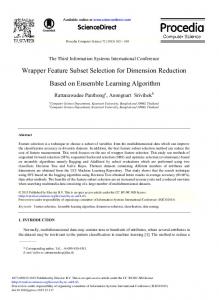 Wrapper Feature Subset Selection for Dimension ... - ScienceDirect
