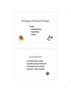 Writing a Research Paper Assumptions