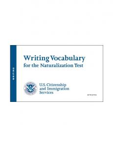 Writing Vocabulary Flash Cards - USCIS