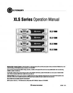 XLS Series Operation Manual