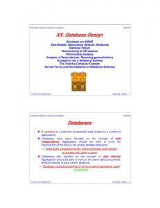 XX. Database Design Databases