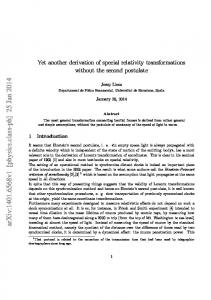 Yet another derivation of special relativity transformations without the