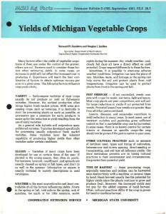 Yields of Michigan Vegetable Crops - Michigan State University