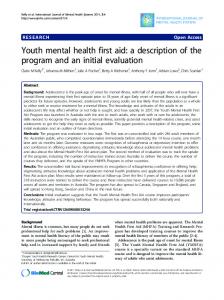 Youth mental health first aid - International Journal of Mental Health ...