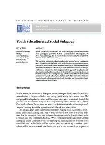 Youth Subcultures ad Social Pedagogy