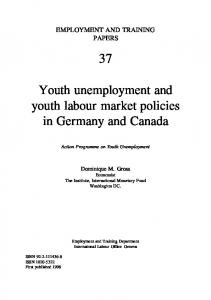 Youth unemployment and youth labour market policies in ... - CiteSeerX