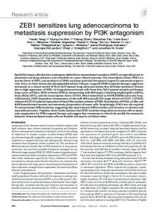 ZEB1 sensitizes lung adenocarcinoma to metastasis suppression by ...