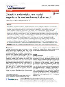 Zebrafish and Medaka: new model organisms for