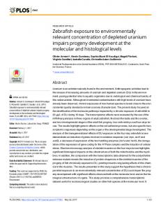 Zebrafish exposure to environmentally relevant concentration ... - PLOS