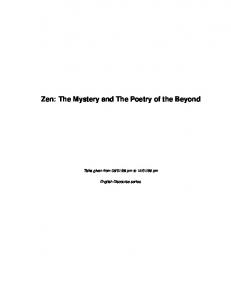 Zen: The Mystery and The Poetry of the Beyond - Oshorajneesh.com