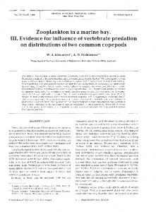 Zooplankton in a marine bay. 111. Evidence for ... - Inter Research