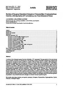 Zootaxa, Revision of the genus Paraclytra ...