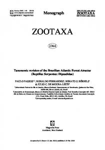 Zootaxa, Taxonomic revision of the Brazilian Atlantic