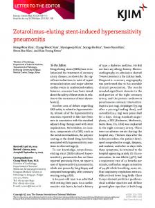 Zotarolimus-eluting stent-induced hypersensitivity pneumonitis